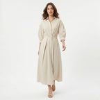 Women's Belted Button Front Maxi Dress Summer