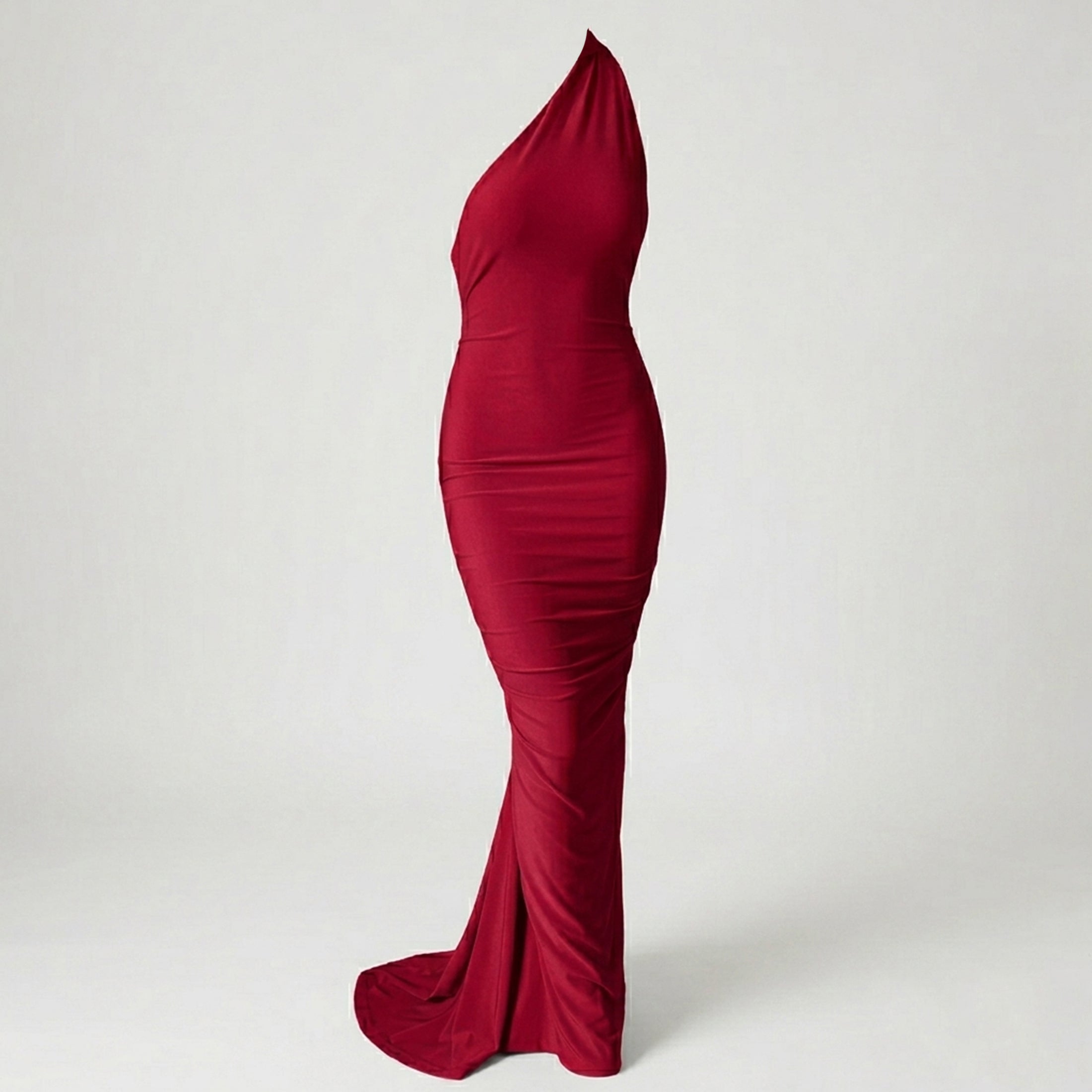 Robe maxi à épaule unique froncée pour femme - Invité de mariage