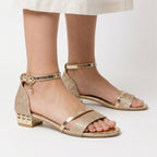 Veloire | Women's Leather Low Heel Buckle Sandals