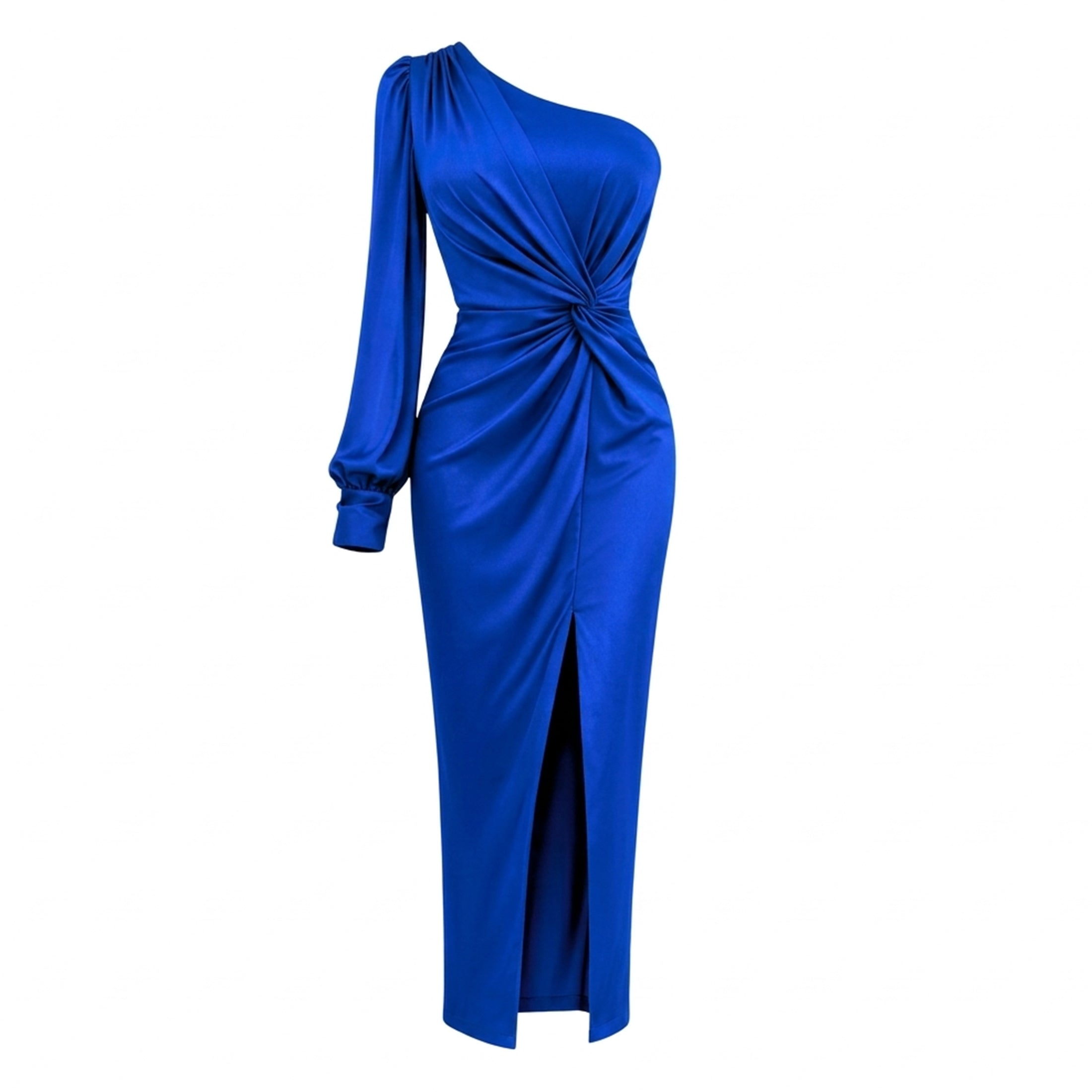 Robe maxi fendue à une épaule verte pour femmes