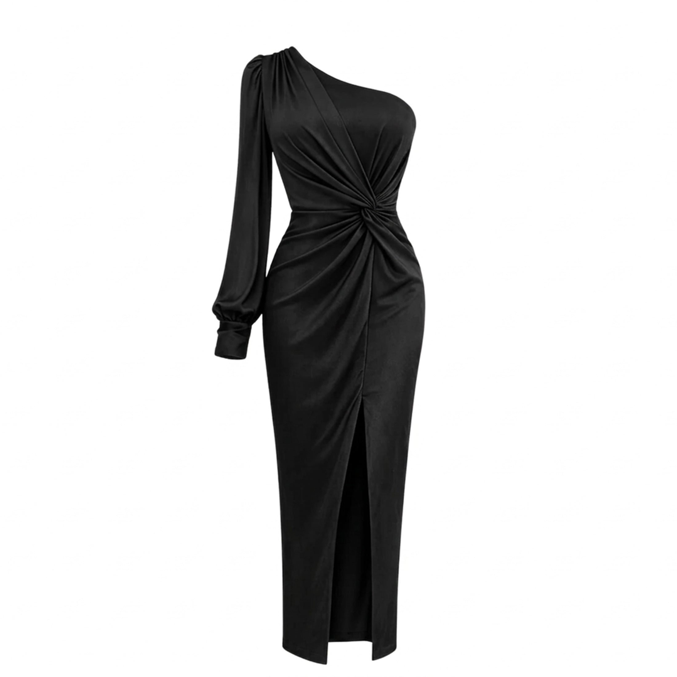 Robe maxi fendue à une épaule verte pour femmes