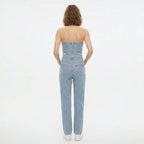 Women's Strapless Crystal Trouser Set Cocktail