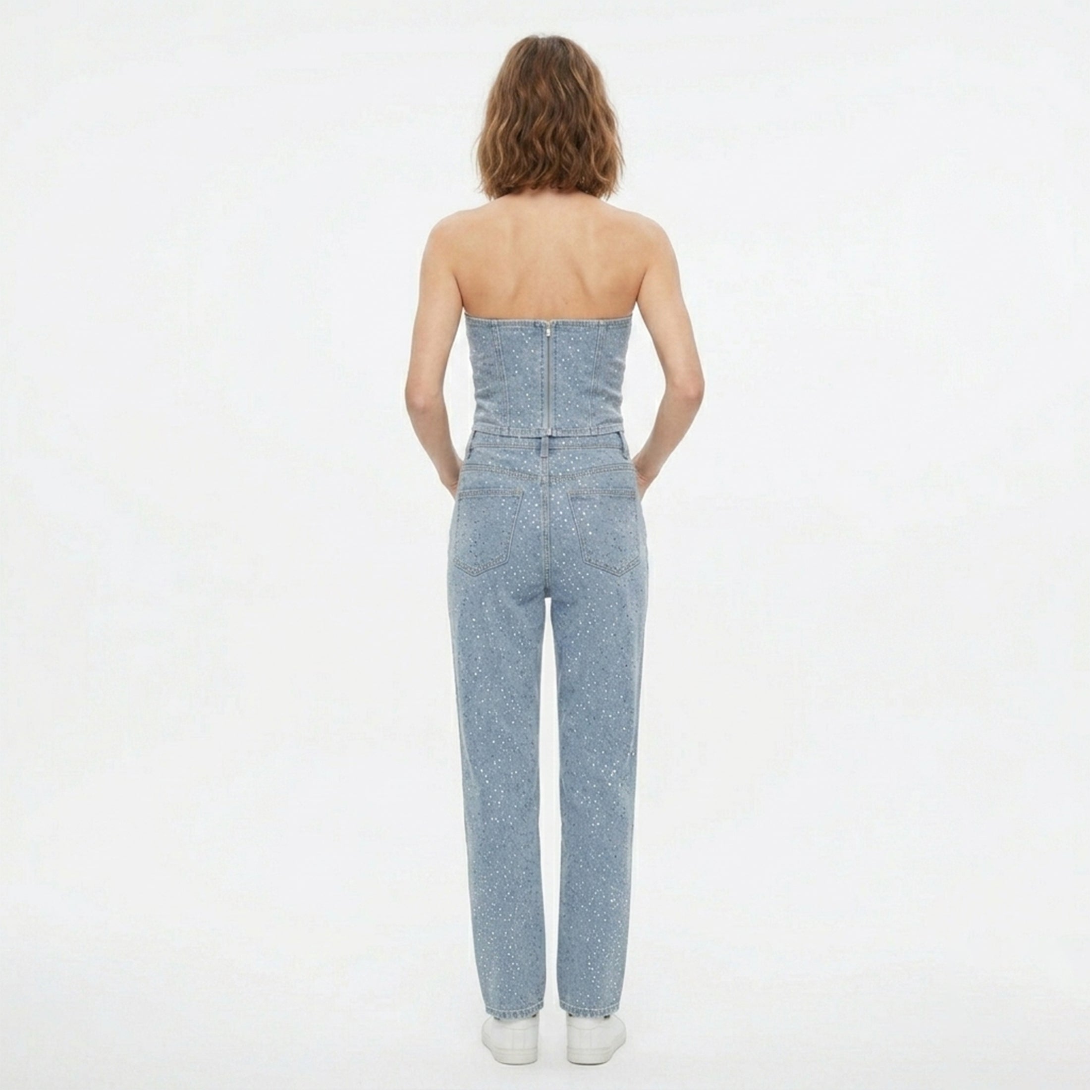 Women's Strapless Crystal Trouser Set Cocktail