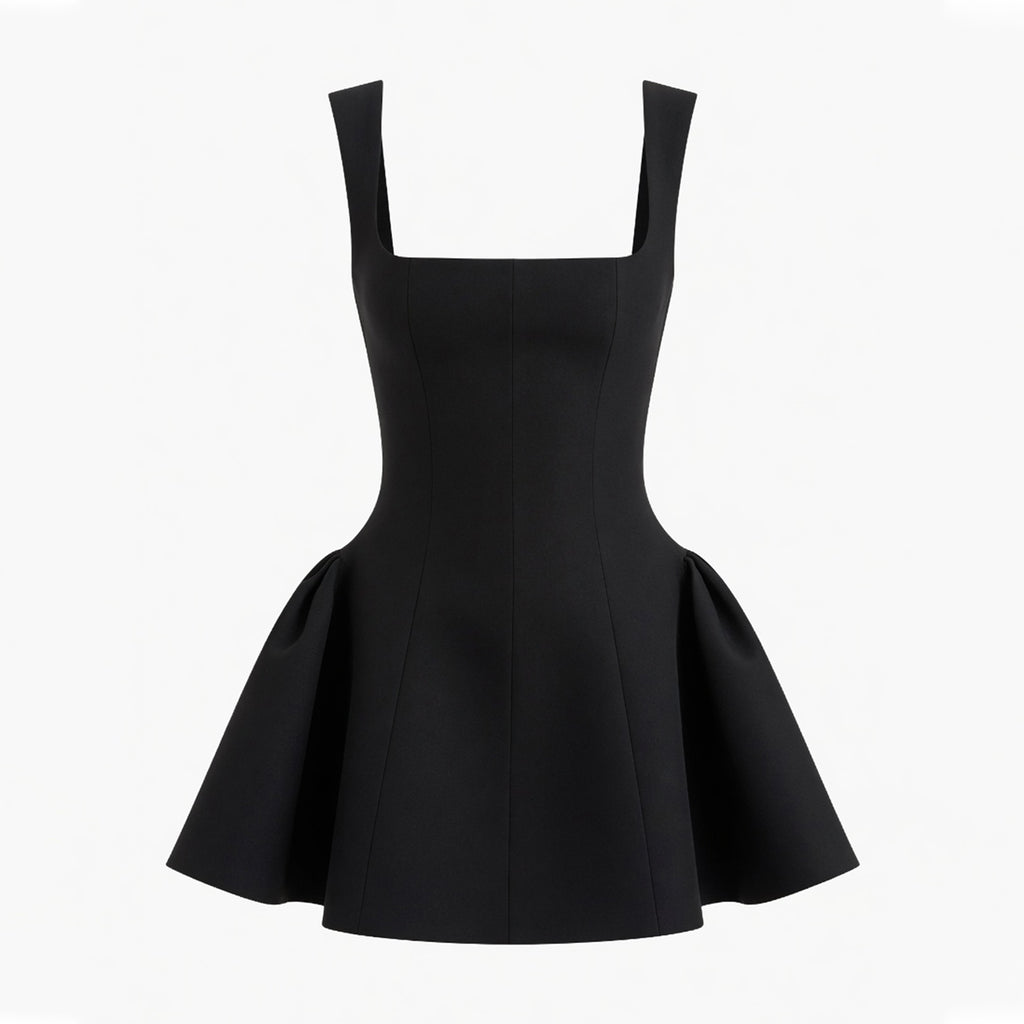 Elegant Square Neck A-Line Mini Dress Women's