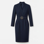 Robe midi fourreau à col montant ceinturée élégante pour femmes