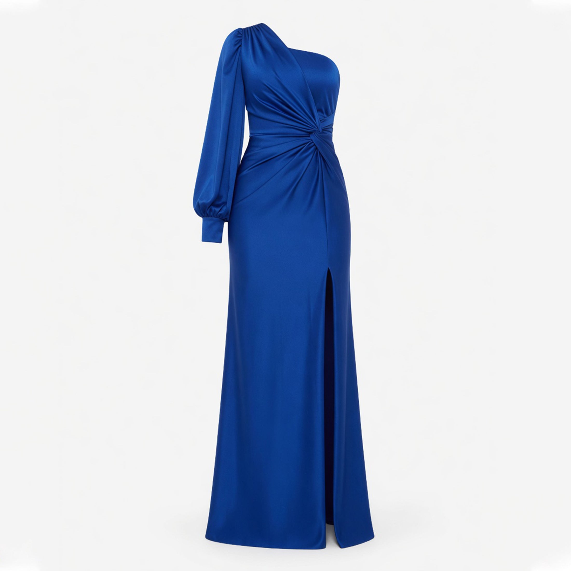 Robe Maxi Satin Épaule Dénudée Fente Invité de Mariage Femme