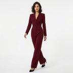 Veloire | Combinaison Femme Col V Manches Longues Pantalon Large