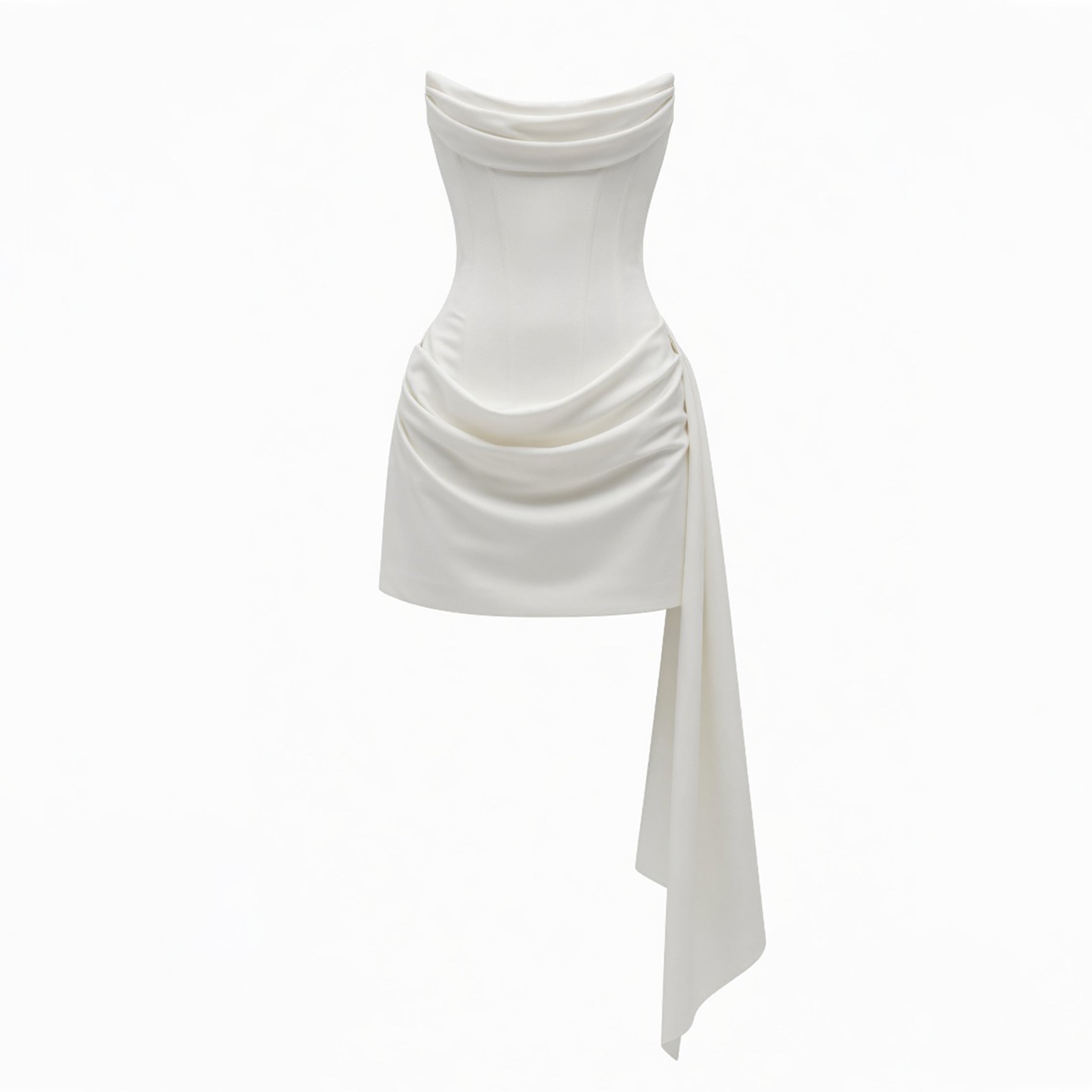 Veloire | Robe de cocktail sans manches en satin pour femme avec traîne en forme de poisson