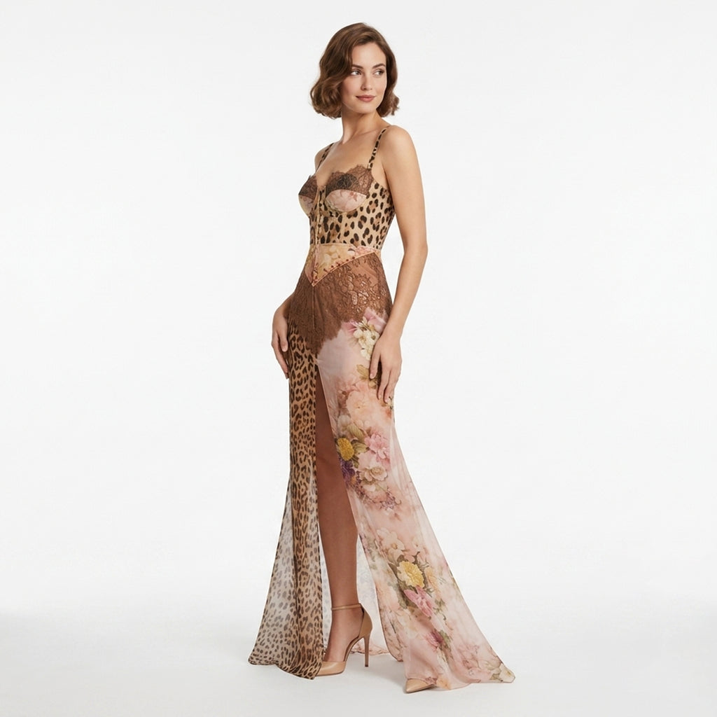 Veloire | Robe sans manches maxi à imprimé animal pour femmes