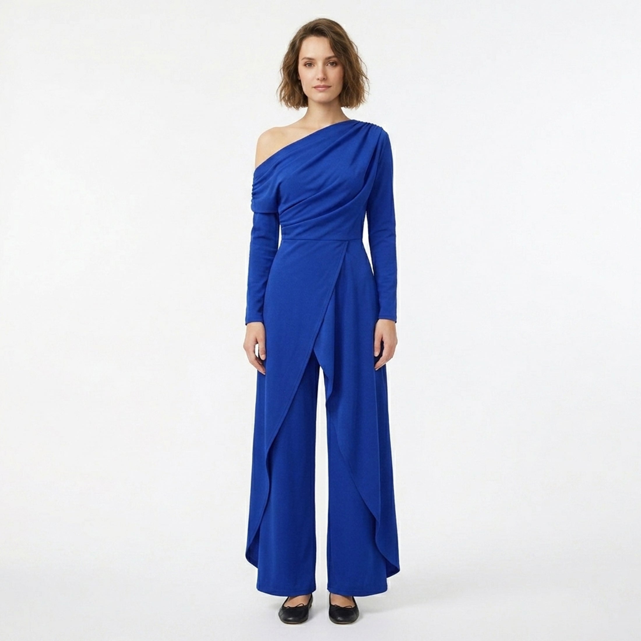 Women's One-Shoulder Draped Jumpsuit for Summer