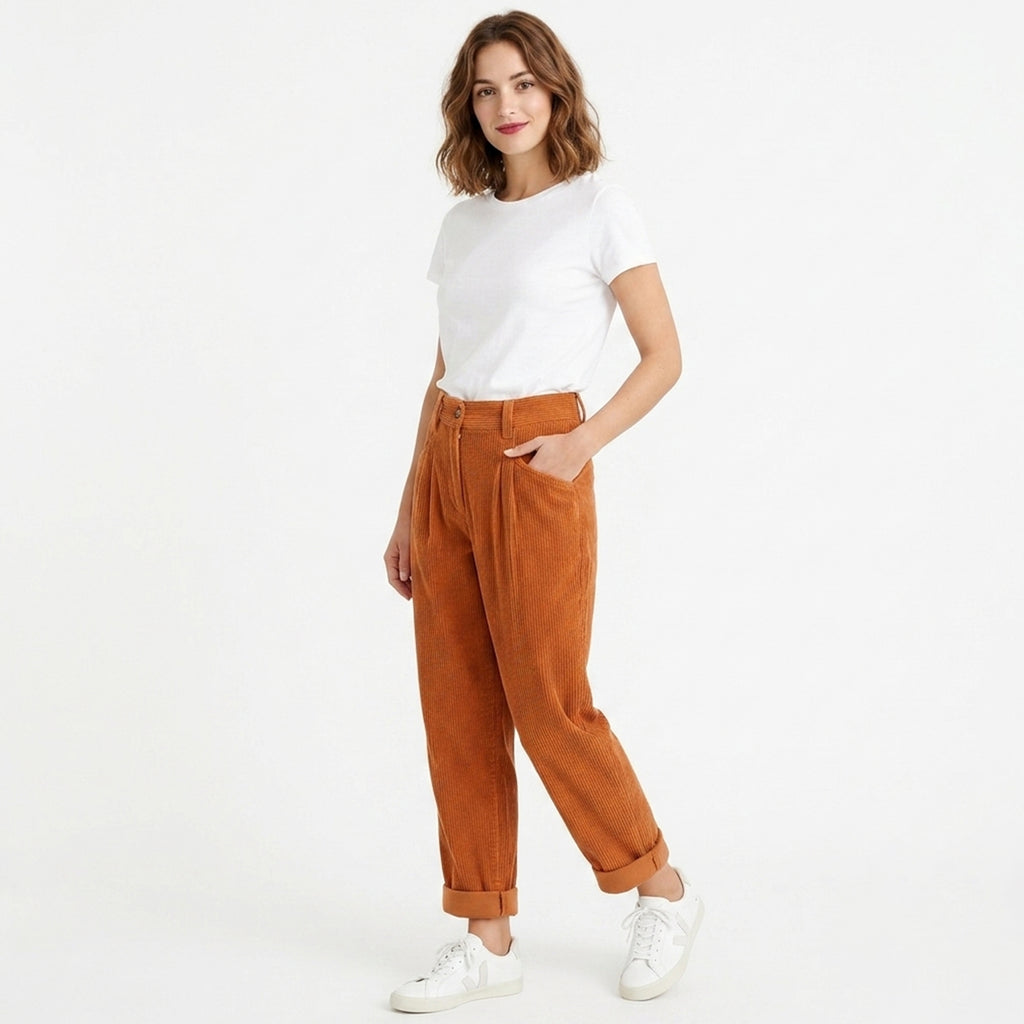 Veloire | Pantalon en velours côtelé taille haute pour femmes