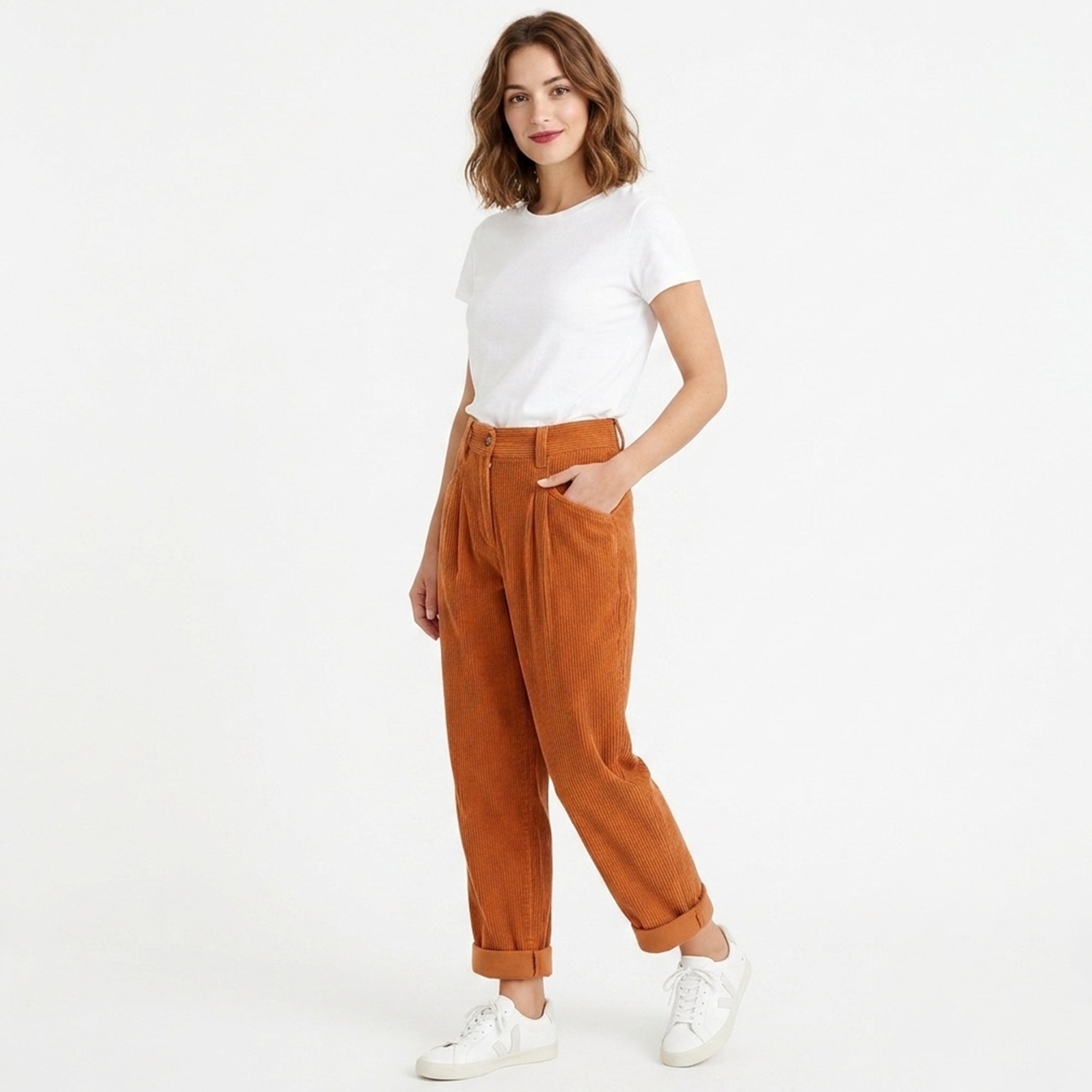 Veloire | Pantalon en velours côtelé taille haute pour femmes