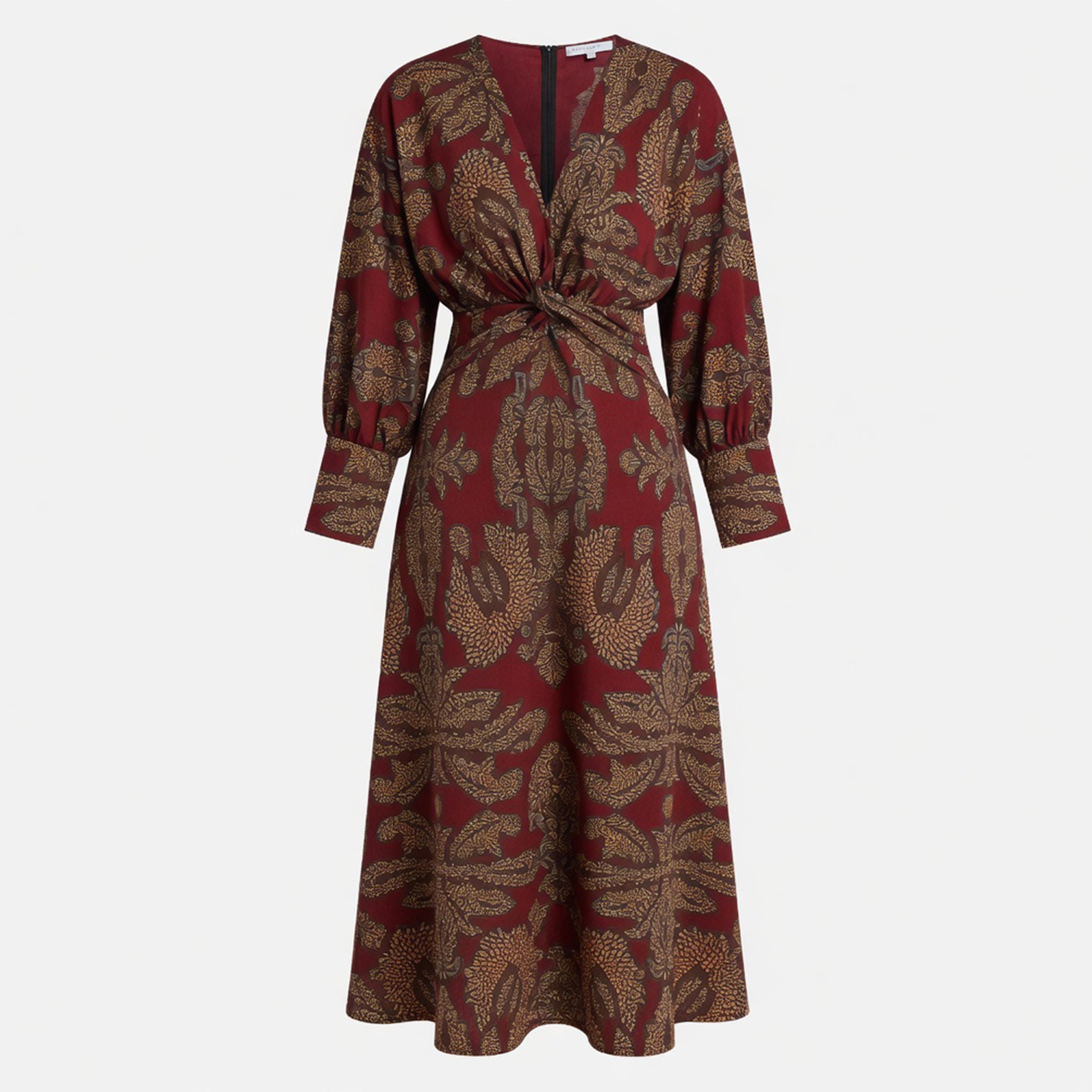 Women's V-Neck Printed Midi Dress Summer Casual
