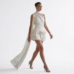 Women's One-Shoulder Satin Mini Dress Cocktail