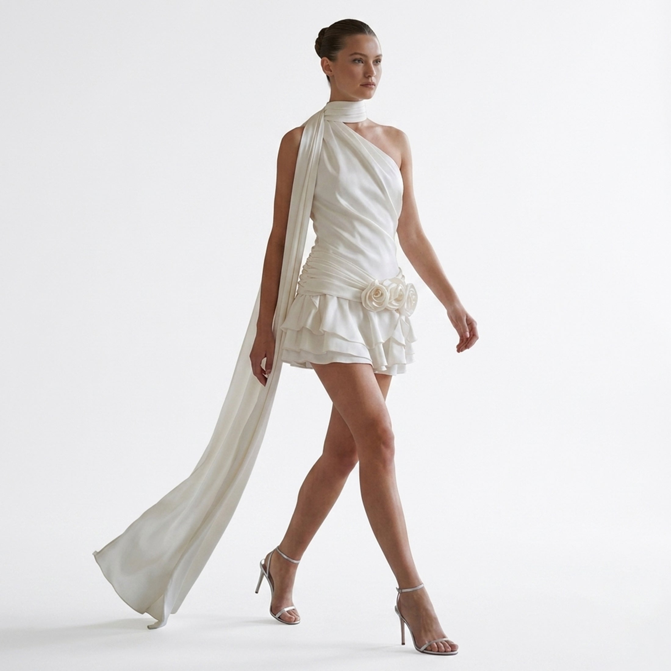 Women's One-Shoulder Satin Mini Dress Cocktail