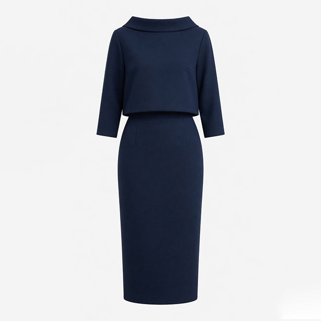 Ensemble de haut à encolure bateau et de jupe midi pour femmes