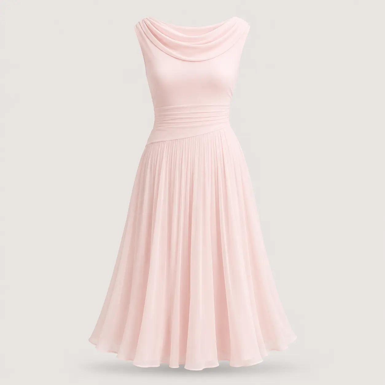 Robe midi sans manches drapée pour les occasions estivales