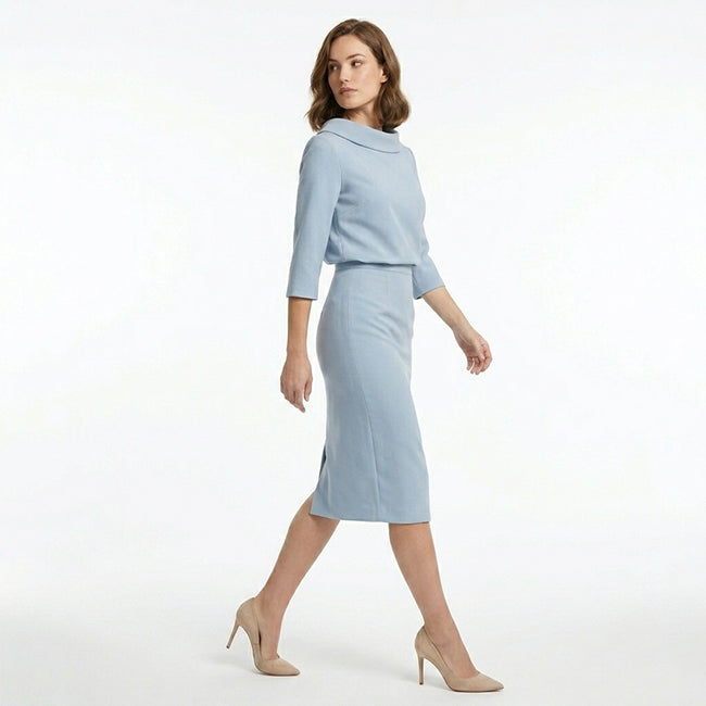 Ensemble de haut à encolure bateau et de jupe midi pour femmes