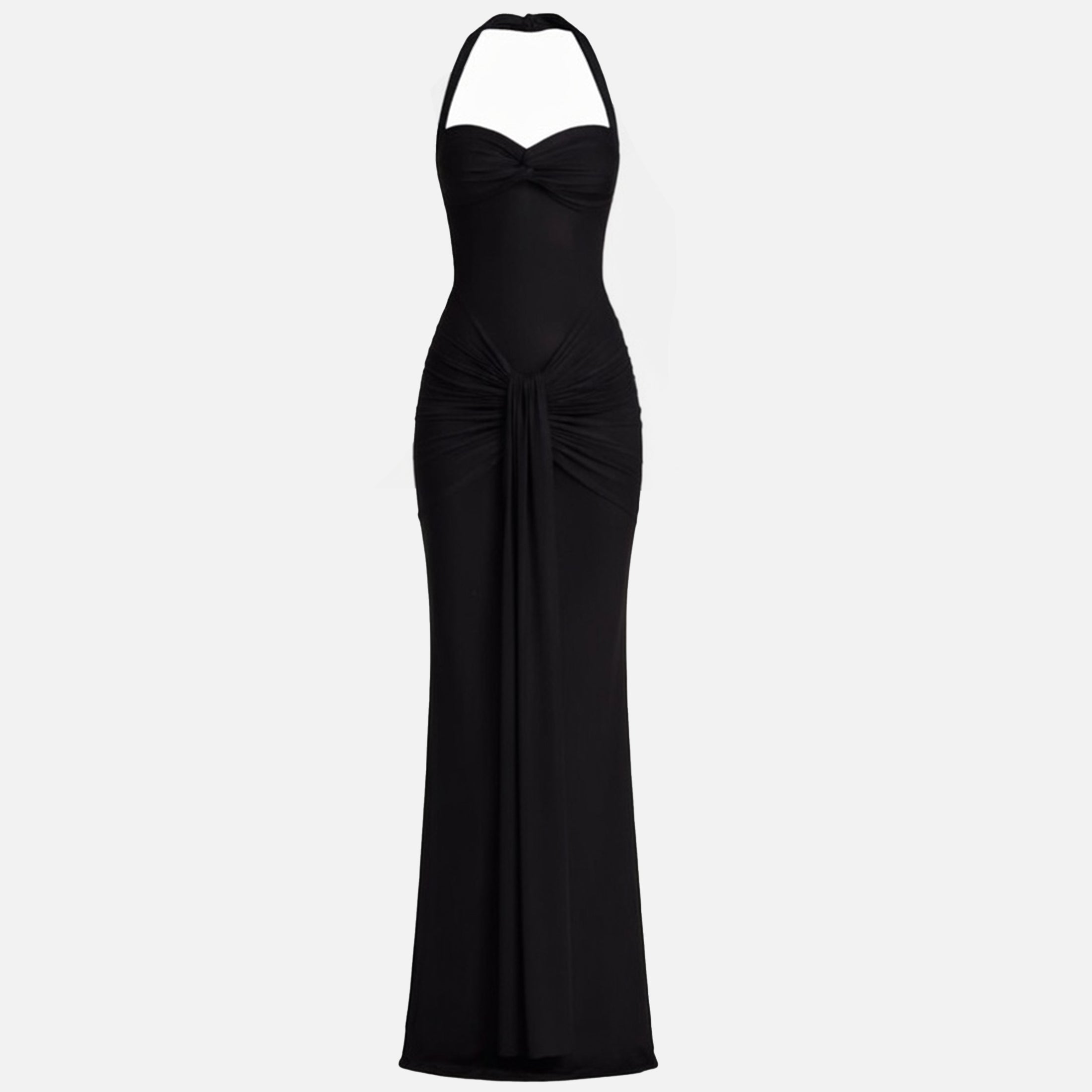 Veloire | Robe Drapée à Col Halter Maxi Chiffon d'Été