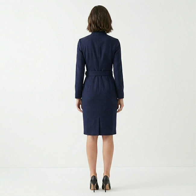 Robe midi fourreau à col montant ceinturée élégante pour femmes