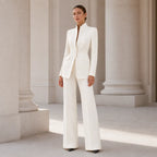 Veste à col montant deux pièces pour femmes avec pantalon large