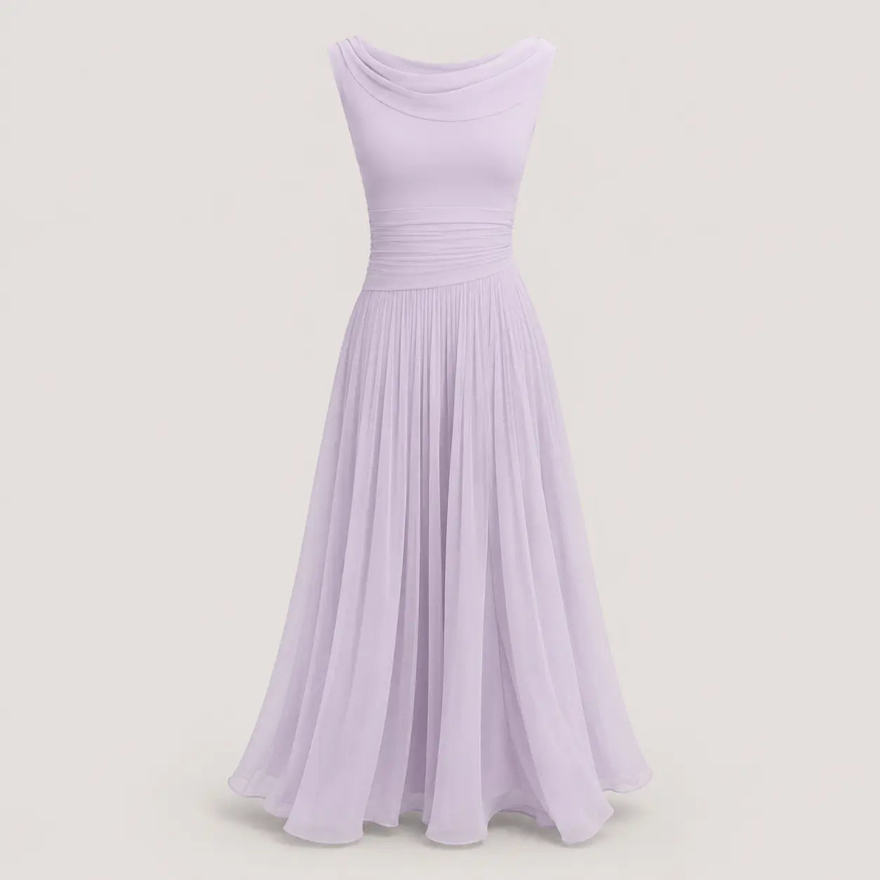 Robe midi sans manches drapée pour les occasions estivales
