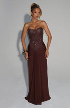 Strapless Corset Embellished Maxi Gown Evening