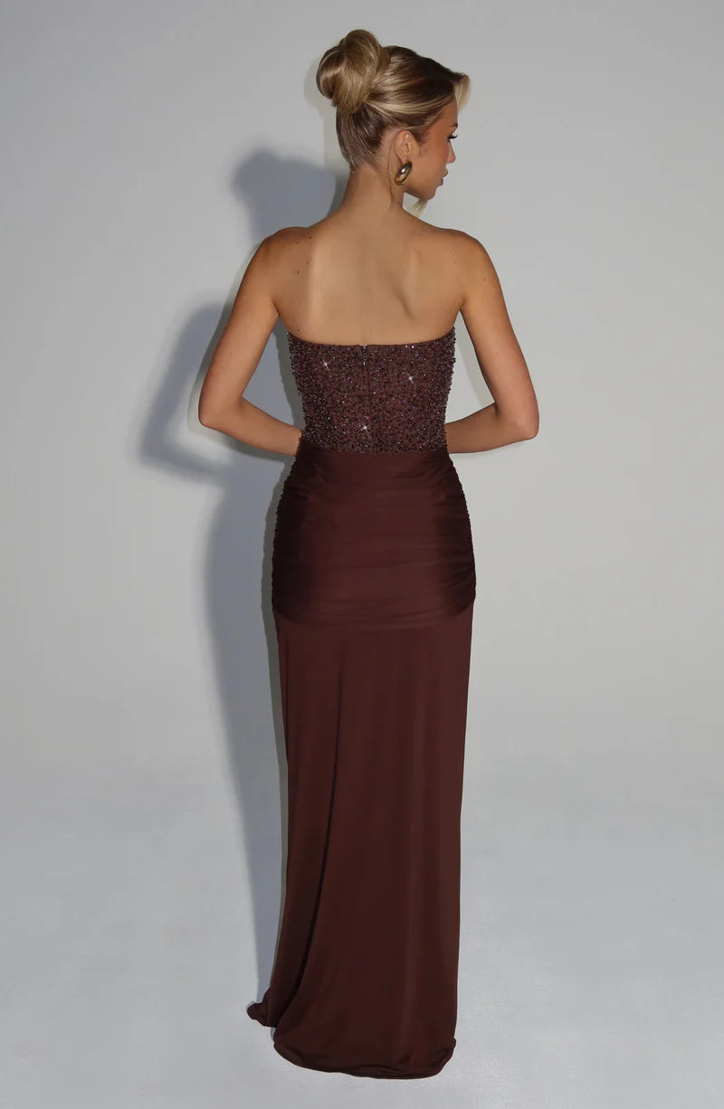 Strapless Corset Embellished Maxi Gown Evening