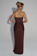 Strapless Corset Embellished Maxi Gown Evening