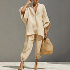Women's Batwing V-Neck Trouser Set Two-Piece Summer