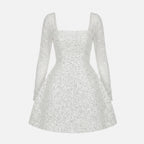 Robe mini scintillante à col carré pour femmes
