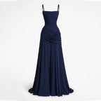 Robe maxi à encolure carrée froncée pour femme - Invité de mariage