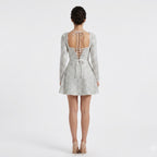Robe mini scintillante à col carré pour femmes