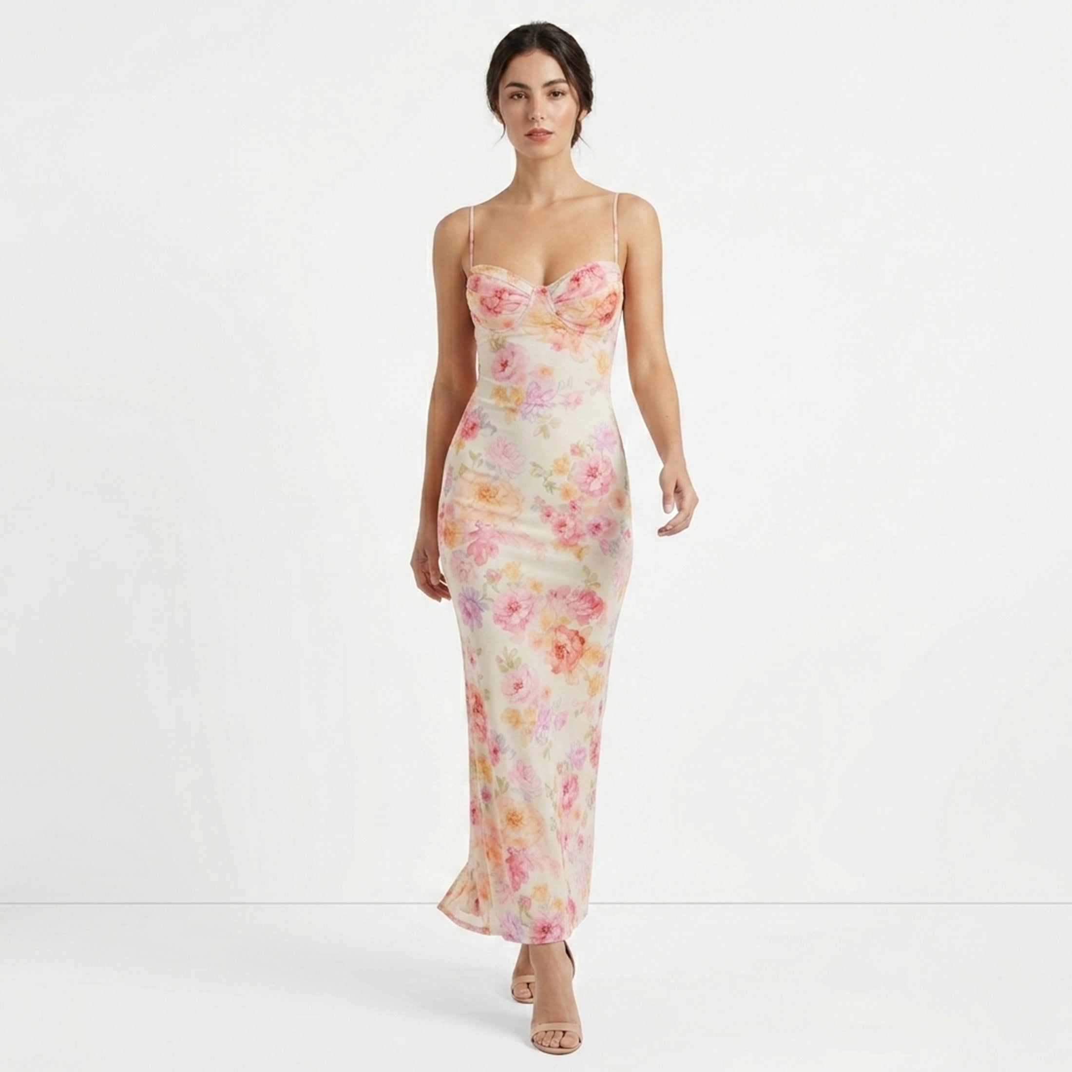 Spaghetti Strap Floral Maxi Dress for Summer Events