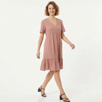 Veloire | Cotton Summer V-Neck Beach Dress for Women