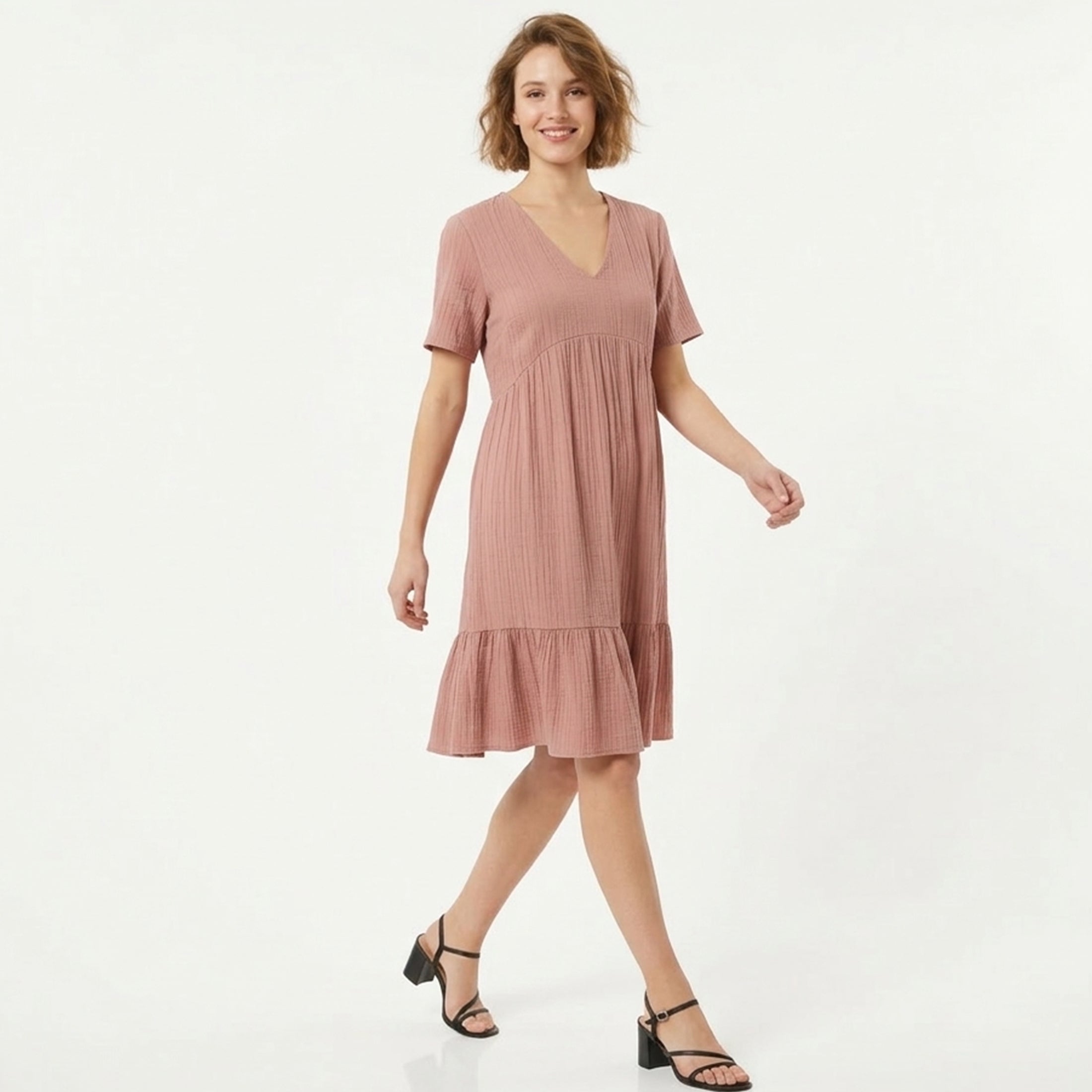 Veloire | Cotton Summer V-Neck Beach Dress for Women