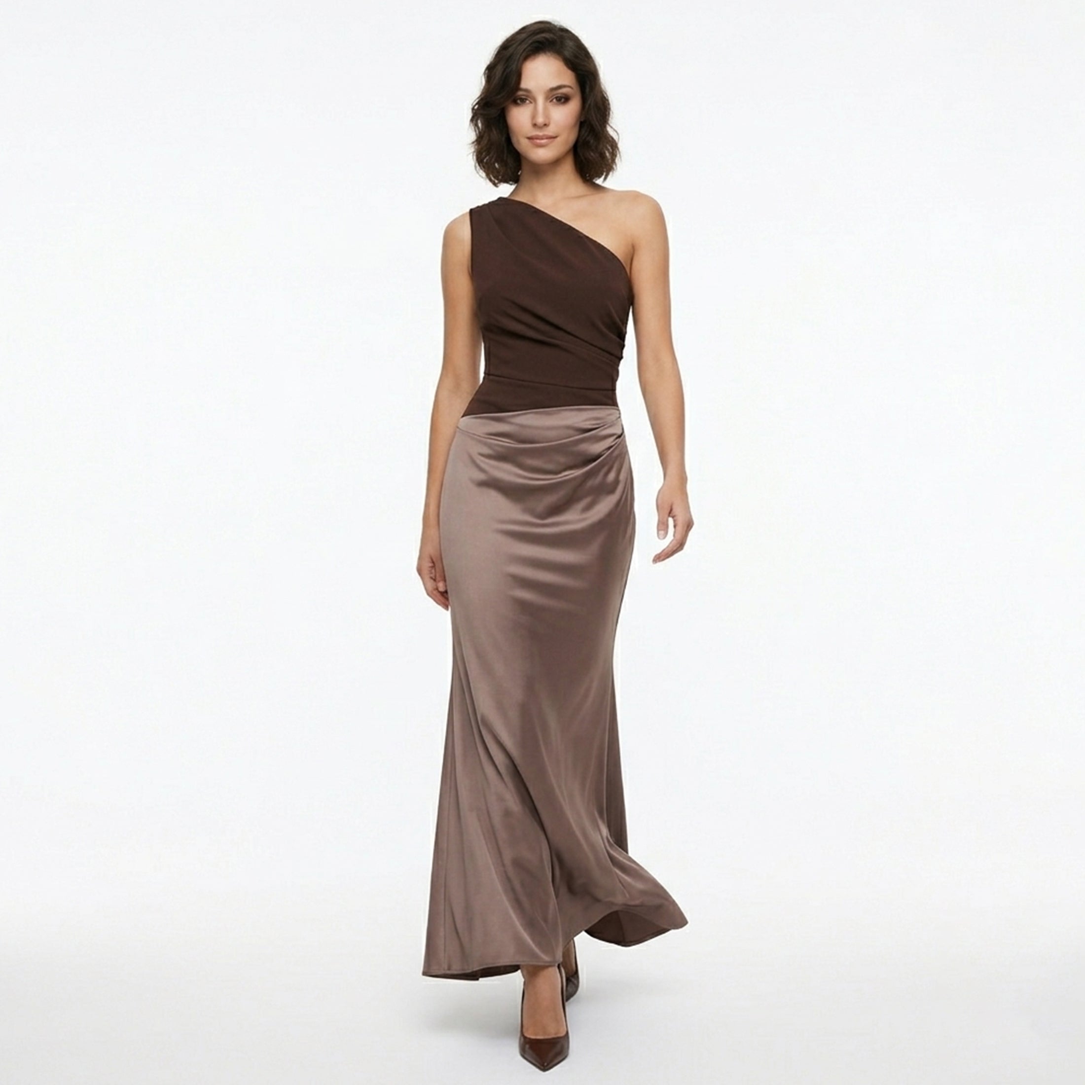 Veloire | Maxi Dress One Shoulder Pleated Dress