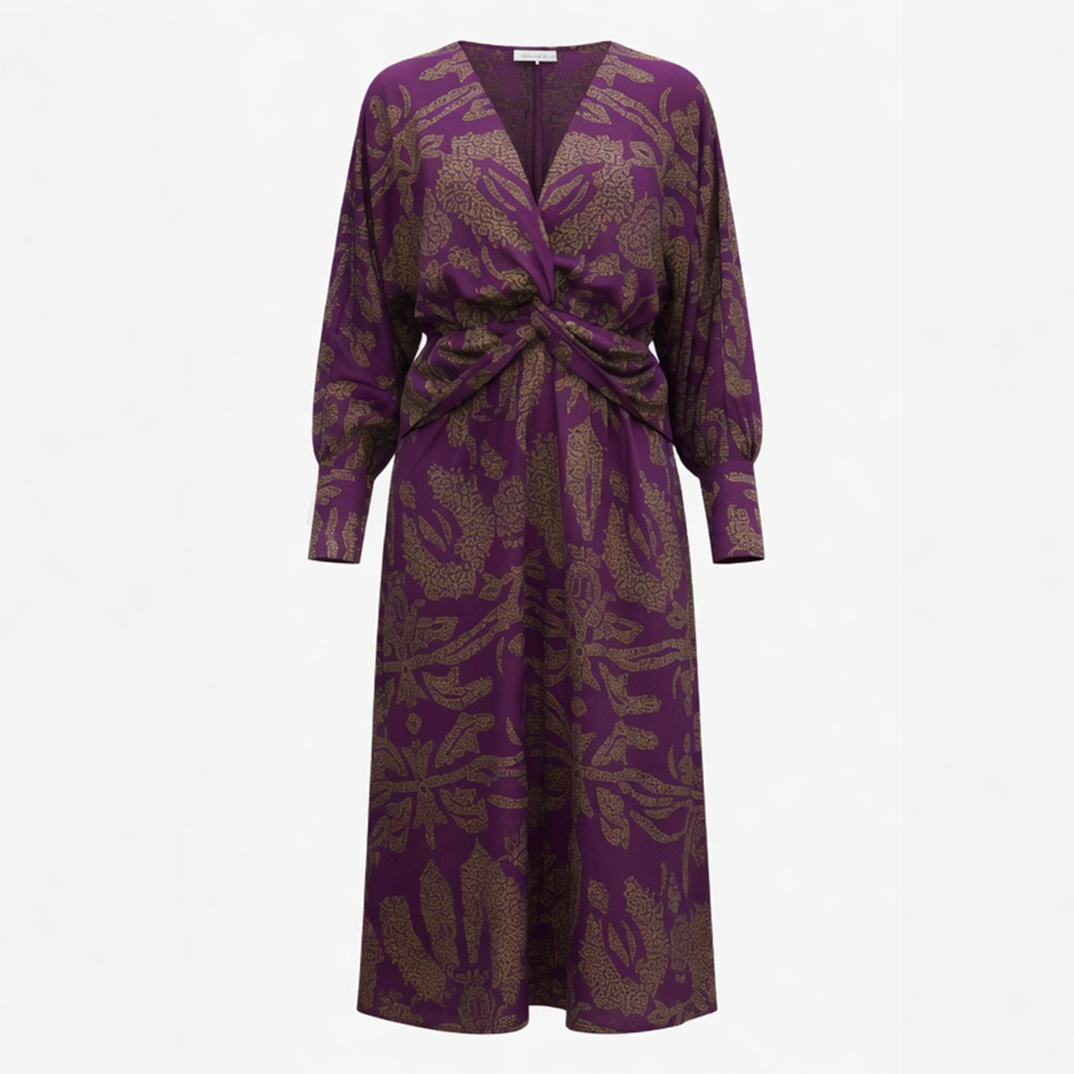 Women's V-Neck Printed Midi Dress Summer Casual