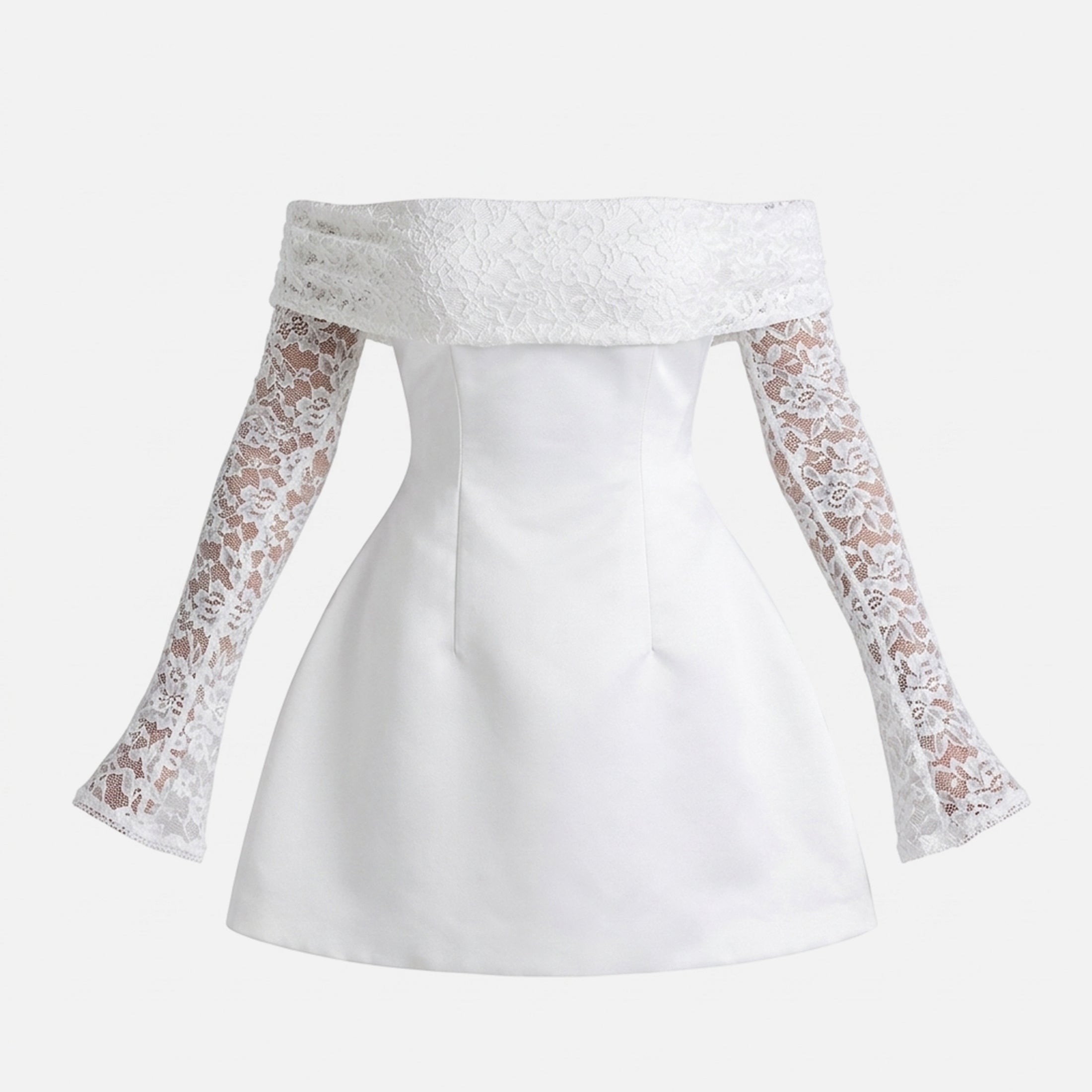 Robe Mini en Dentelle à Épaules Dégagées Cocktail Femme