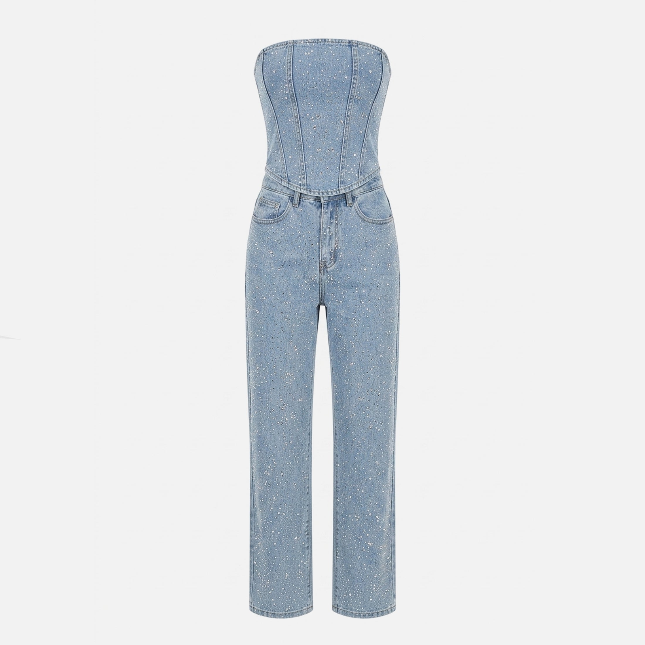 Women's Strapless Crystal Trouser Set Cocktail