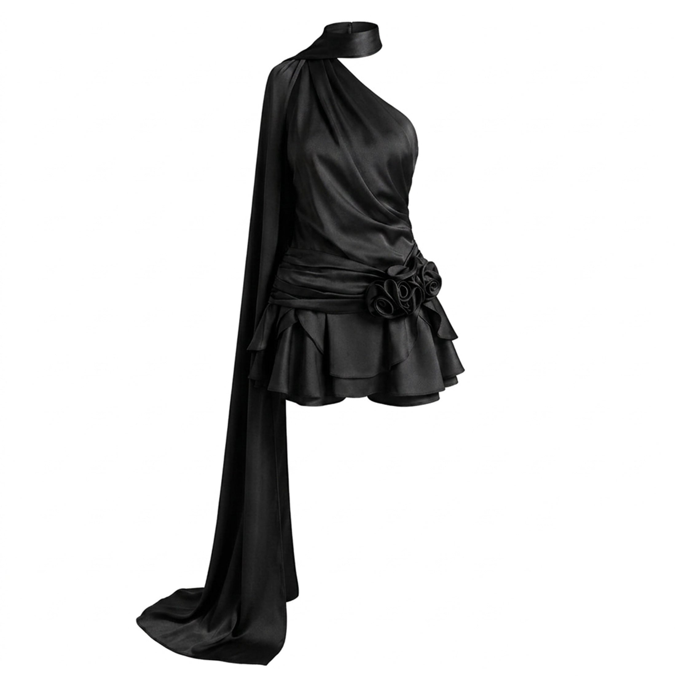 Women's One-Shoulder Satin Mini Dress Cocktail