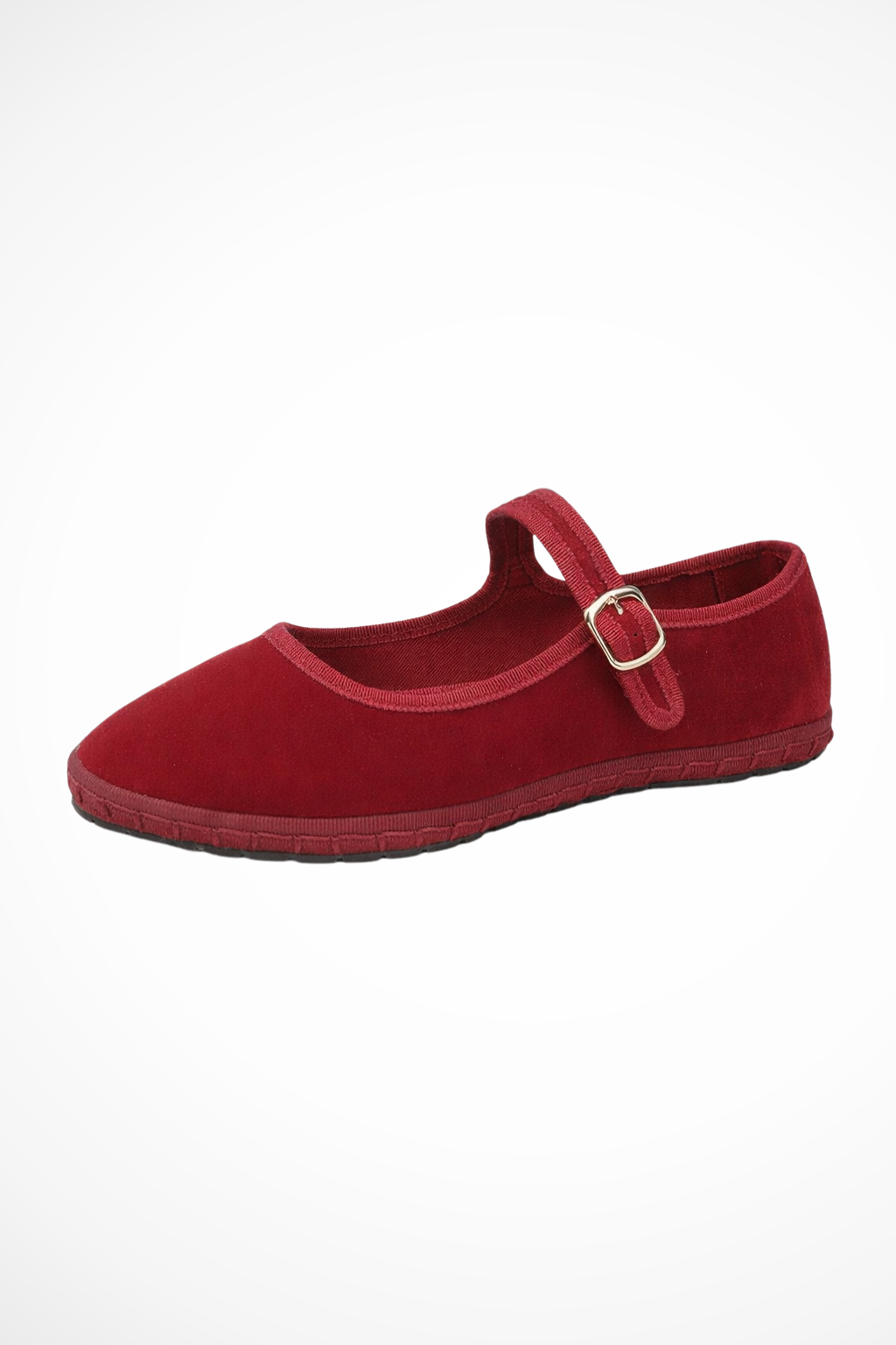 Round toe buckle strap Mary Jane flats in red
