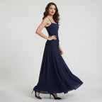 Robe maxi à encolure carrée froncée pour femme - Invité de mariage