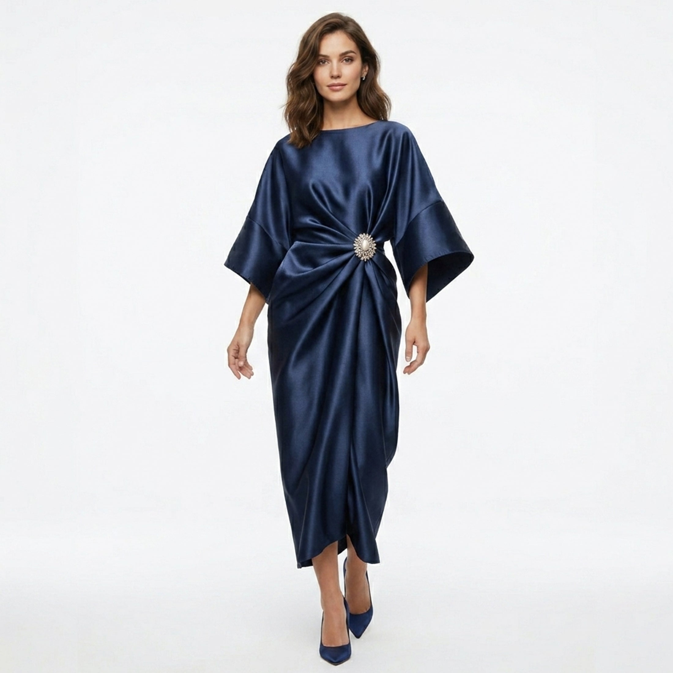 Robe de mariée à manches longues drapées pour femmes