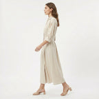 Women's Belted Button Front Maxi Dress Summer