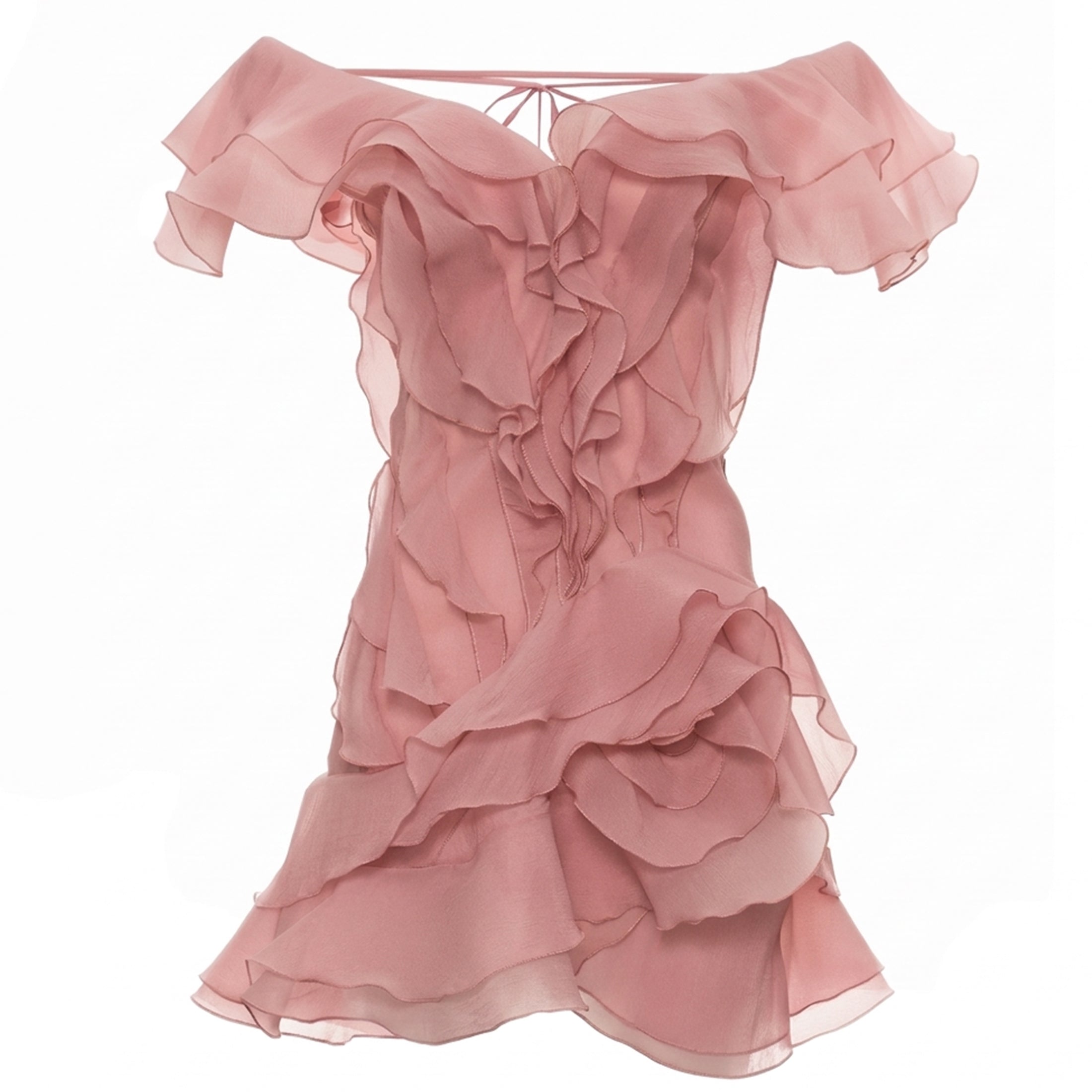 Robe mini cocktail à volants décolletée pour femmes