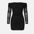 Veloire | Women's Mini Mesh Off Shoulder Sparkle Dress