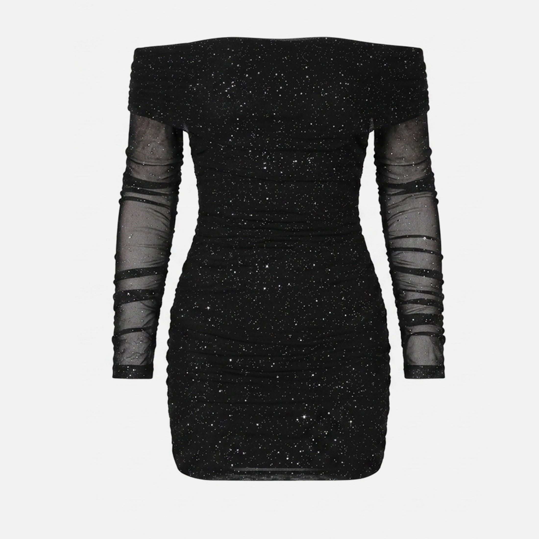 Veloire | Women's Mini Mesh Off Shoulder Sparkle Dress