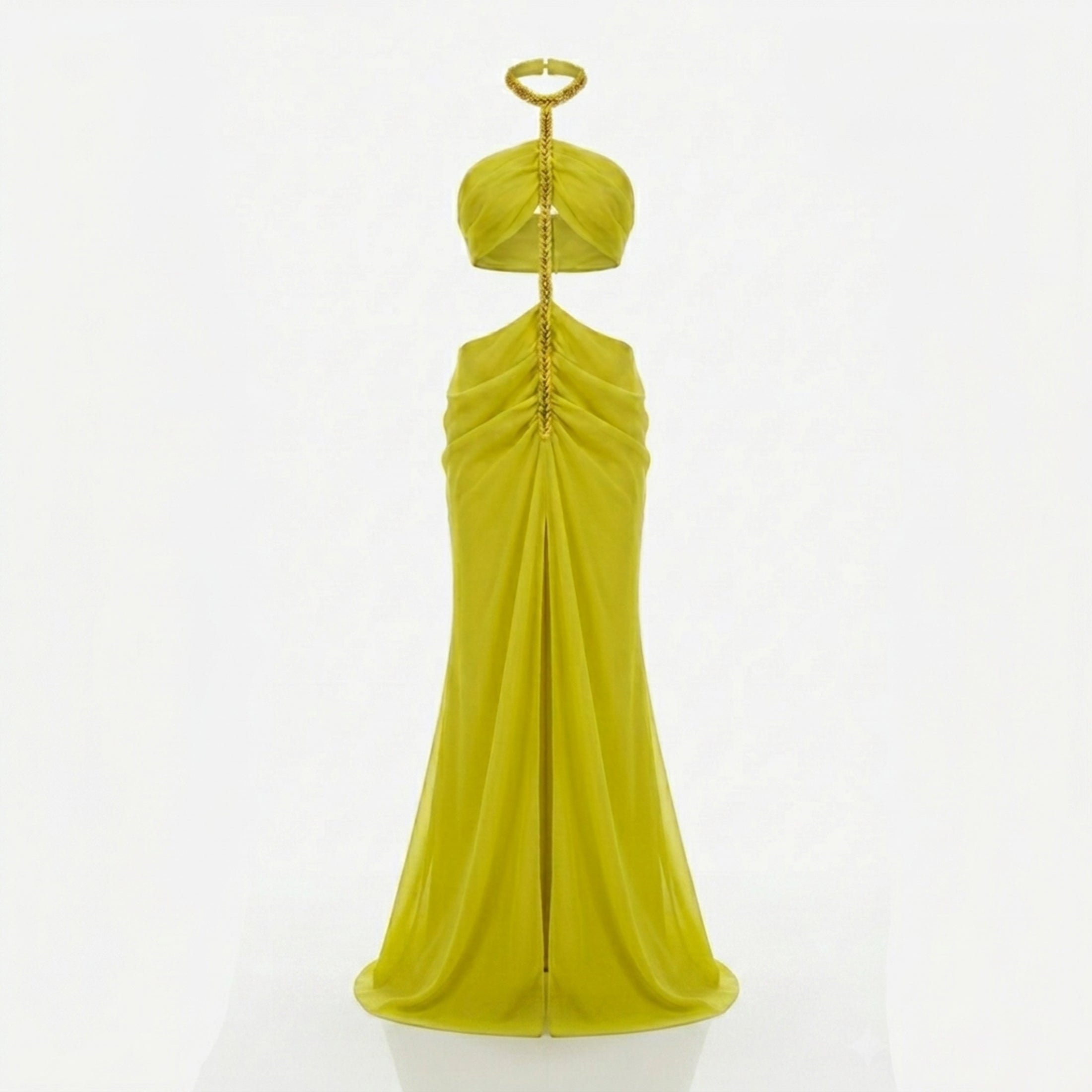 Robe maxi à encolure halter froncée pour femmes été