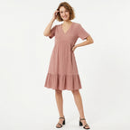 Veloire | Cotton Summer V-Neck Beach Dress for Women
